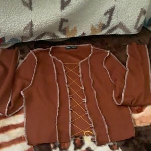 brown long sleeve top